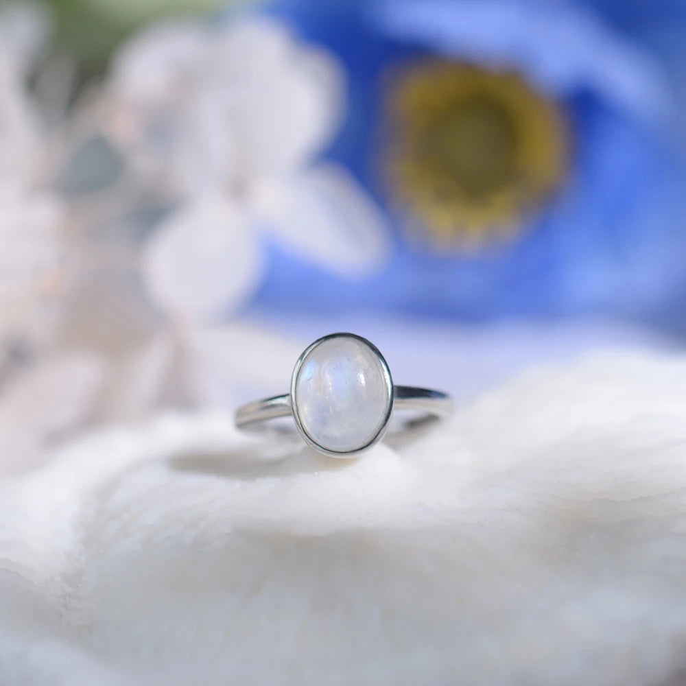 Rainbow Moonstone Engagement Ring