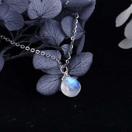 Faceted Moonstone Teardrop Necklace