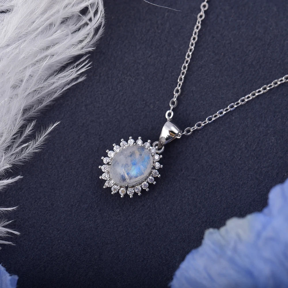 Moonstone Halo Pendant