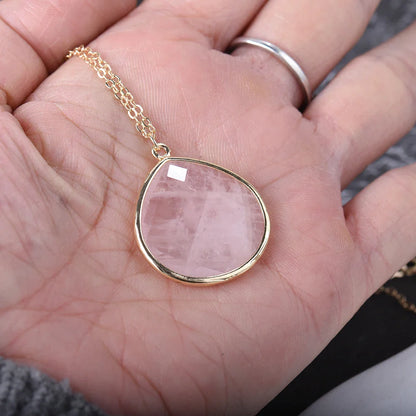 14k Gilded Rose Quartz Teardrop