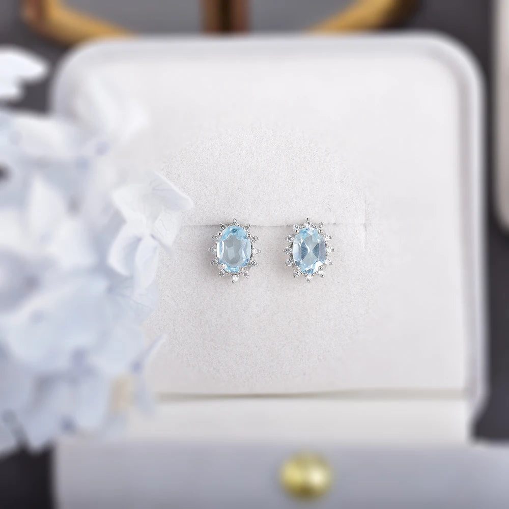 Ocean Blue Topaz Studs