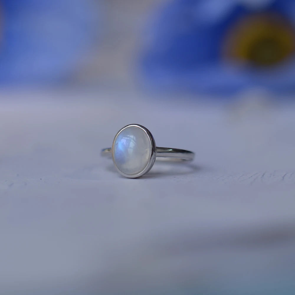 Rainbow Moonstone Engagement Ring