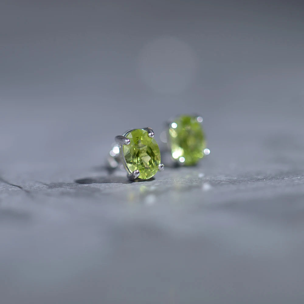 Faceted Peridot Studs