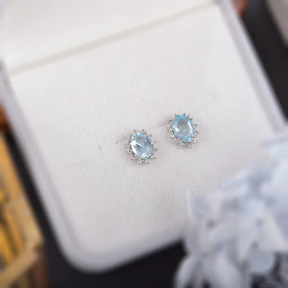 Ocean Blue Topaz Studs