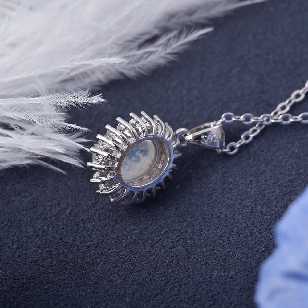 Moonstone Halo Pendant