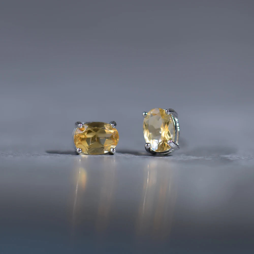 Faceted Peridot Studs