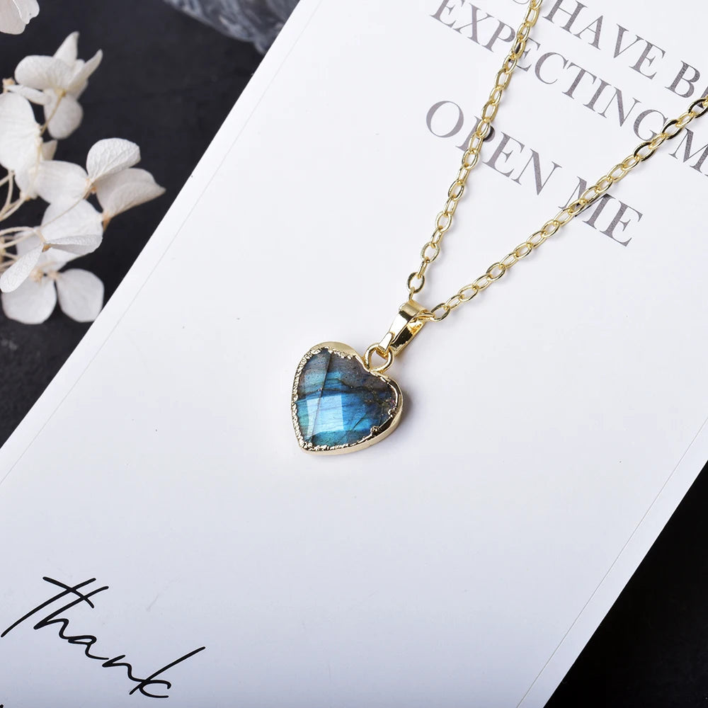 14k Gilded Labradorite Heart Necklace