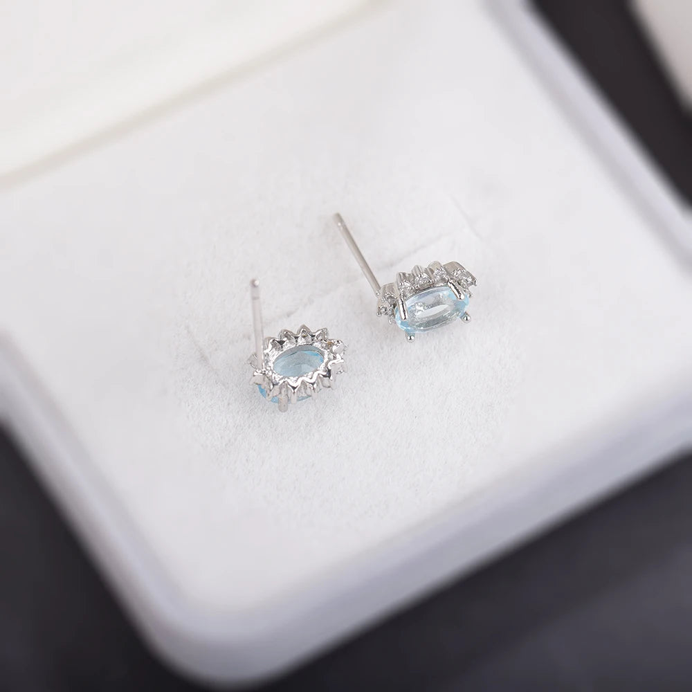 Ocean Blue Topaz Studs