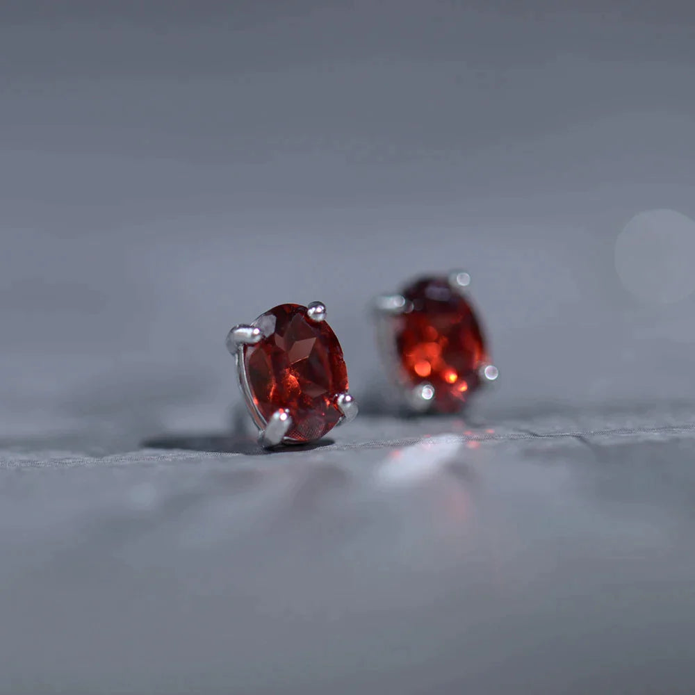 Faceted Garnet Studs