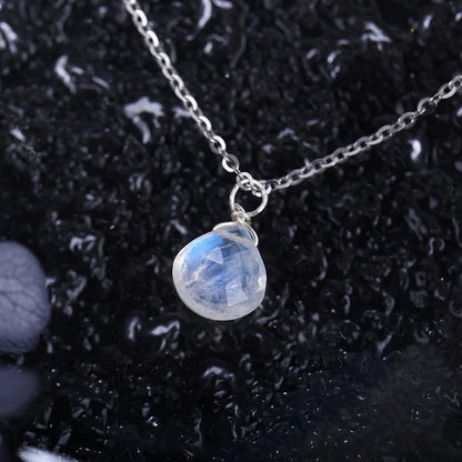 Faceted Moonstone Teardrop Necklace