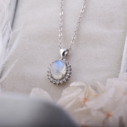 Moonstone Halo Pendant