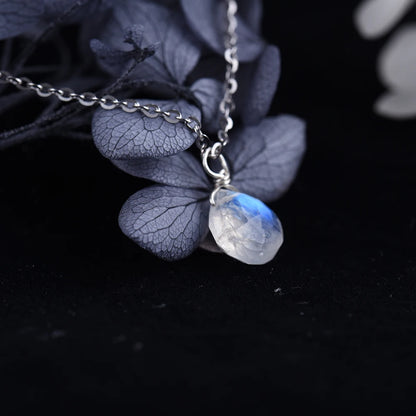 Faceted Moonstone Teardrop Necklace