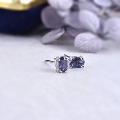 Silver Iolite Studs