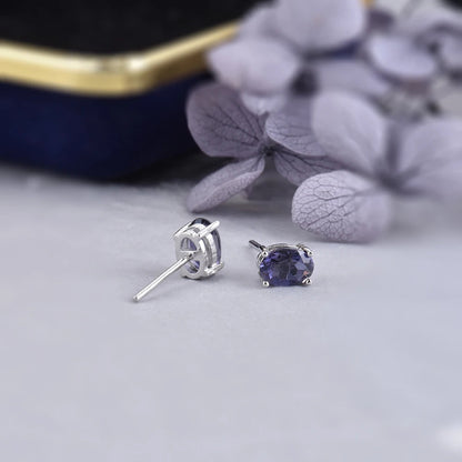 Silver Iolite Studs