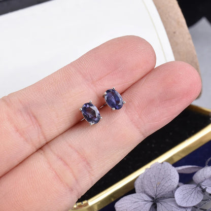 Silver Iolite Studs