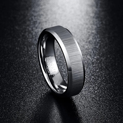 6mm silver Tungsten carbide ring with brushed finish