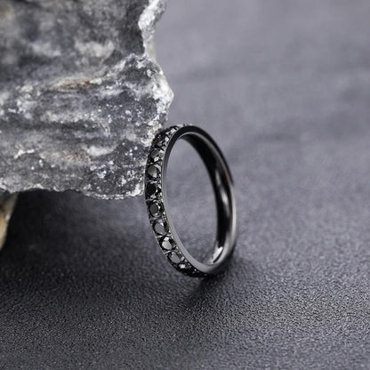 Black Onyx Eternity Gothic Wedding Ring