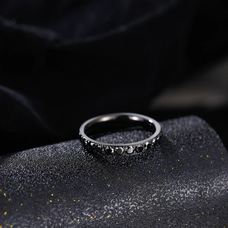 Black Onyx Eternity Gothic Wedding Ring