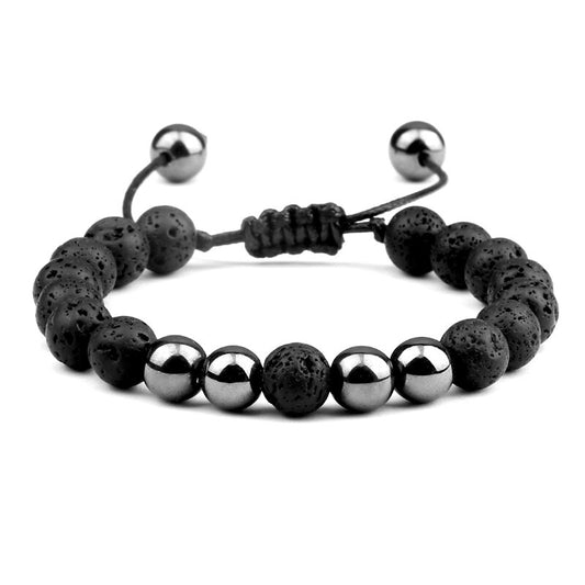 Bracelet Hématite et Pierre de Lave