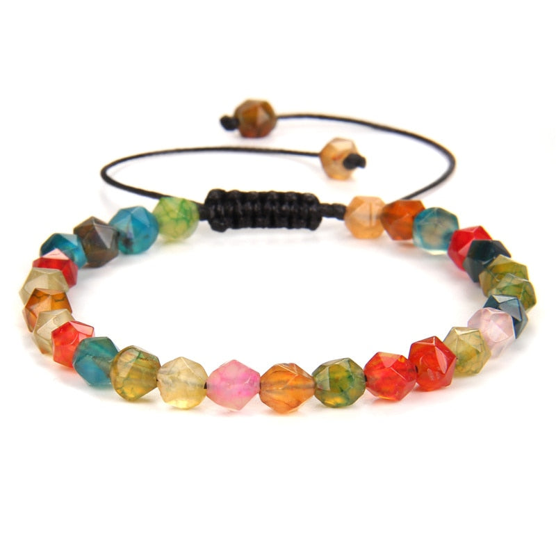 Bracelet Agate arc-en-ciel avec corde coulissante réglable