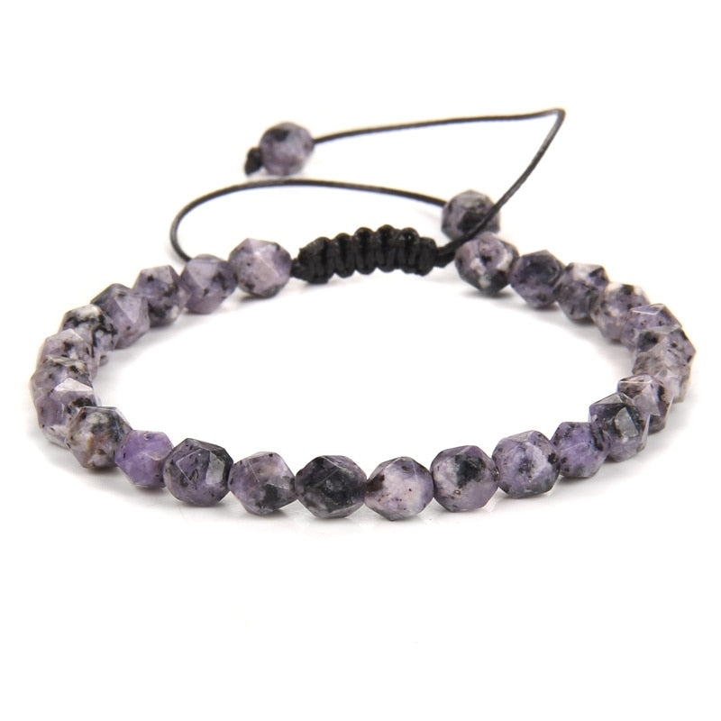 Bracelet Lépidolite à facettes avec corde réglable