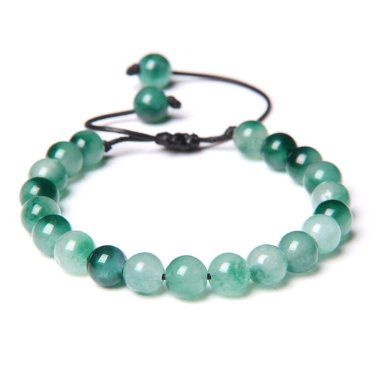 Bracelet Agate Verte sur Corde Ajustable