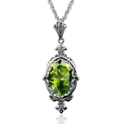 Silver Boho Peridot Necklace