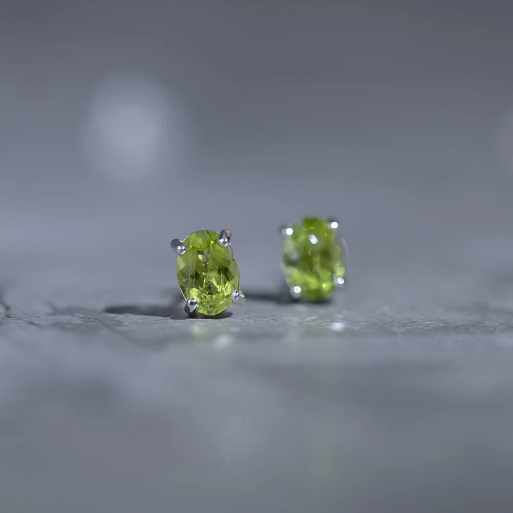 Faceted Peridot Studs