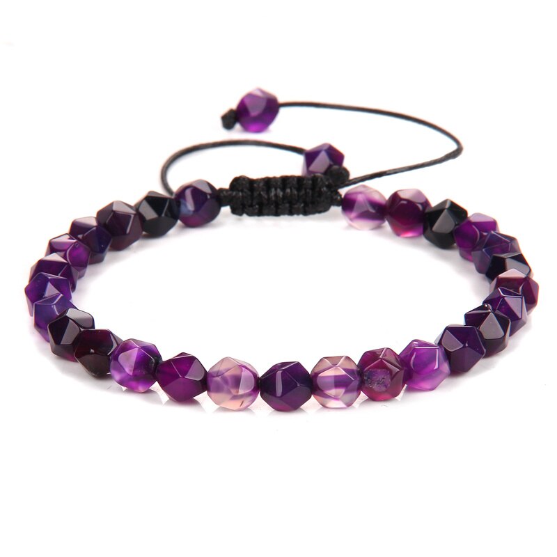 Bracelet Agate Violette sur Corde Ajustable