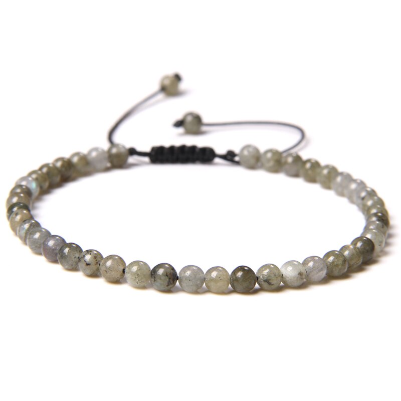 Bracelet Labradorite sur Corde Ajustable 4mm