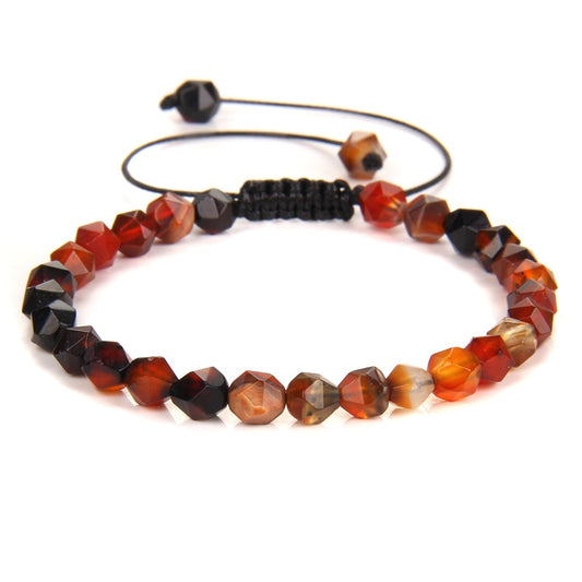 Bracelet Agate de Feu sur Corde Ajustable