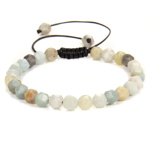 Bracelet Amazonite Facettes sur Corde Ajustable