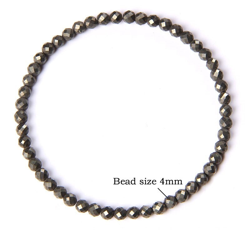 Pyrite Faceted Bead Bracelet Elastic 4mm