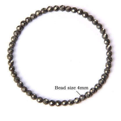 Pyrite Faceted Bead Bracelet Elastic 4mm