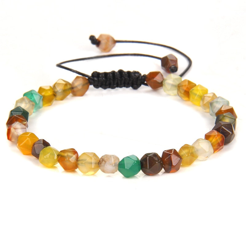 Bracelet Agates colorées avec corde réglable