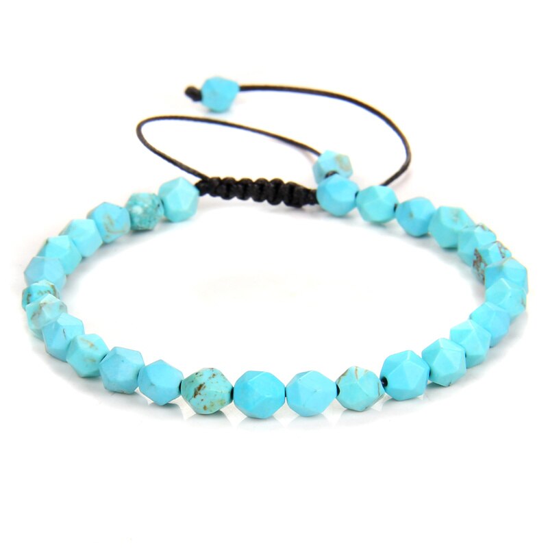 Bracelet Turquoise Bleu Ciel sur Corde Ajustable