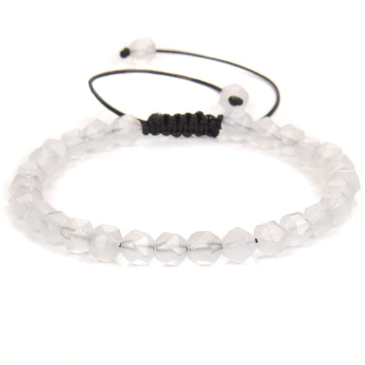 White Agate Faceted Bracelet on Adjustable Rope