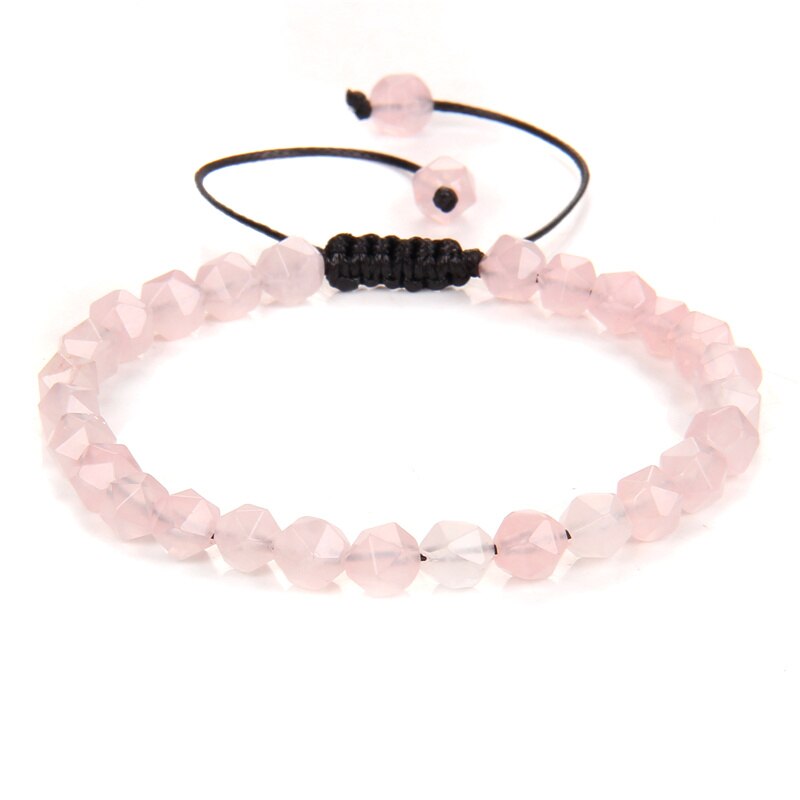 Bracelet Quartz Rose Rose sur Corde Ajustable