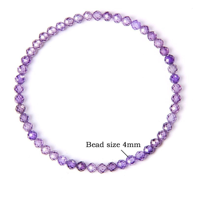 Purple Zircon Bead Bracelet Elastic 4mm