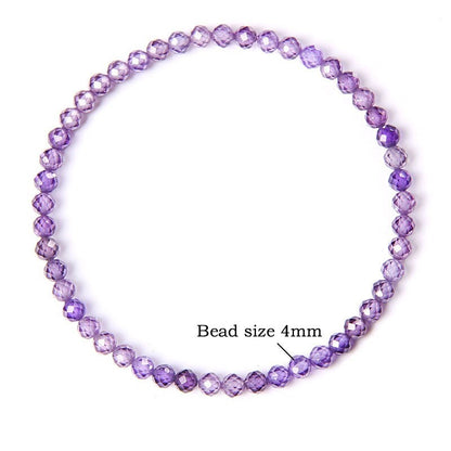 Bracelet de perles en zircon violet élastique 4 mm