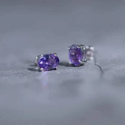 Faceted Amethyst Studs