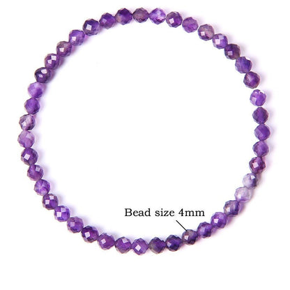 Faceted Amethyst Bead Bracelet Elastic 4mm