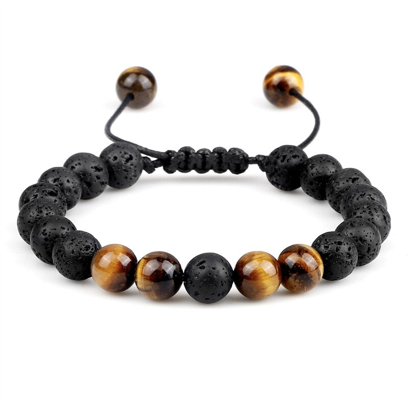 Volcanic Stone and Gold Tiger Eye Bracelet