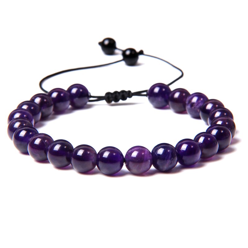 Amethyst-Armband 8 mm mit verstellbarem Seil 