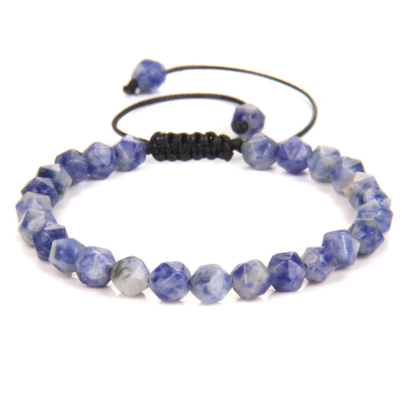 Bracelet de perles de sodalite à facettes sur corde réglable