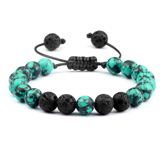 Bracelet Turquoise Bleue et Pierre de Lave