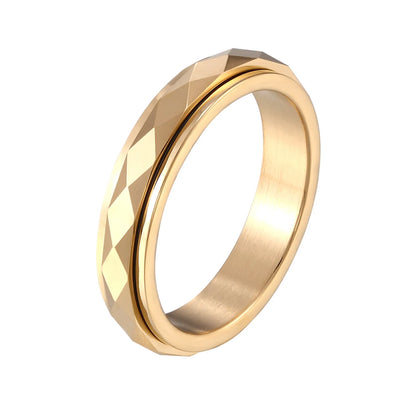 5mm yellow gold tungsten faceted spinner ring