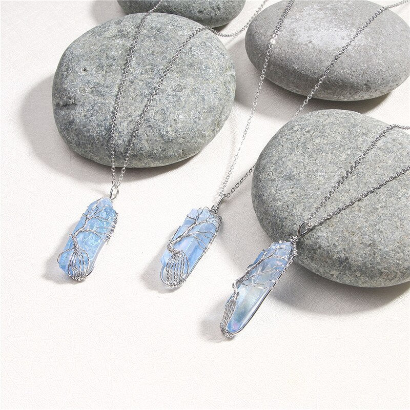 Aqua aura hot sale quartz necklace