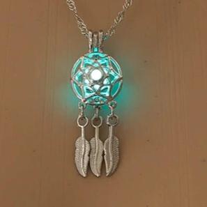 Glow In The Dark Silver Dream Catcher Necklace