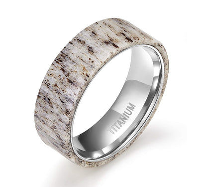 Bague en titane en bois de cerf véritable 8 mm